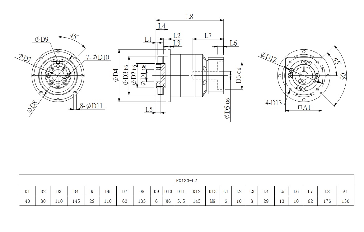 PG系列减速机标准尺寸 PG系列减速机标准尺寸